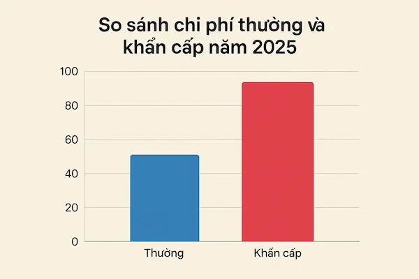 So sánh chi phí thường và khẩn cấp năm 2025