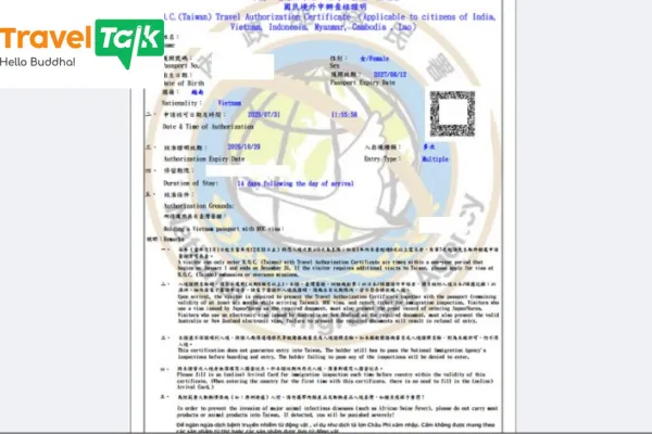 Nhận kết quả xin e-visa Đài