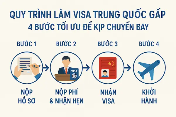 Quy trình làm visa Trung Quốc gấp – 4 bước tối ưu để kịp chuyến bay