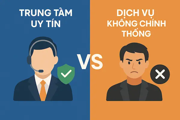 So sánh Trung tâm uy tín & Dịch vụ không chính thống