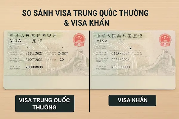 So sánh Visa Trung Quốc thường & Visa khẩn