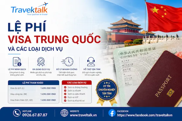 Lệ phí visa Trung Quốc và các loại dịch vụ
