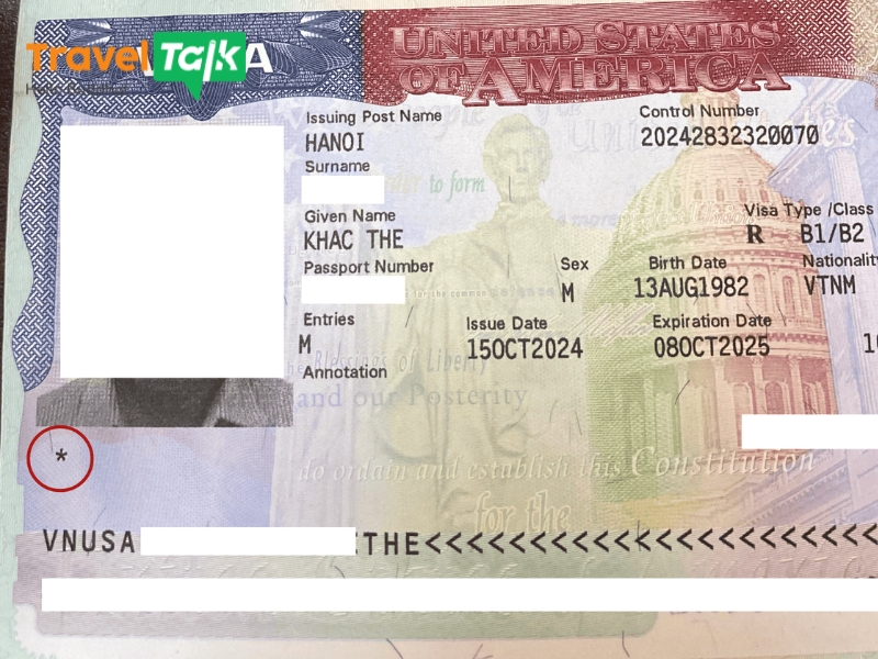 dấu sao trên visa mỹ
