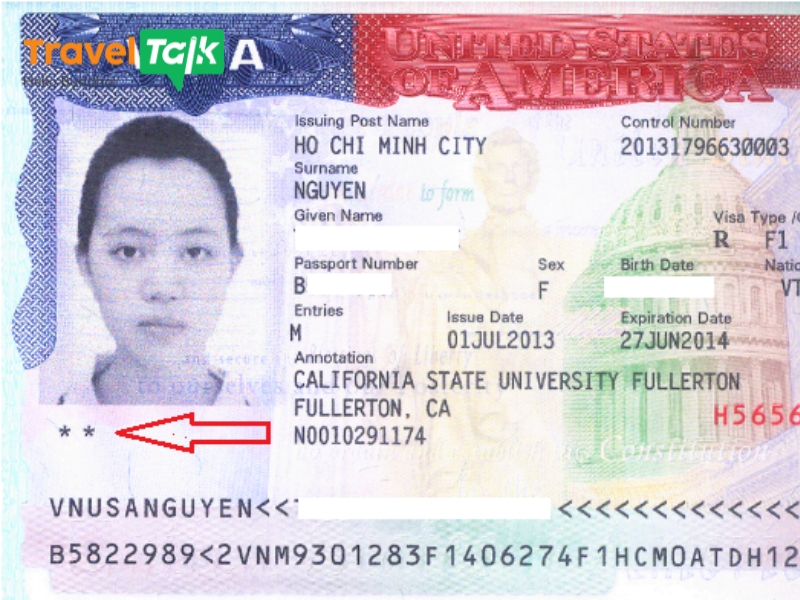 dấu sao trên visa mỹ
