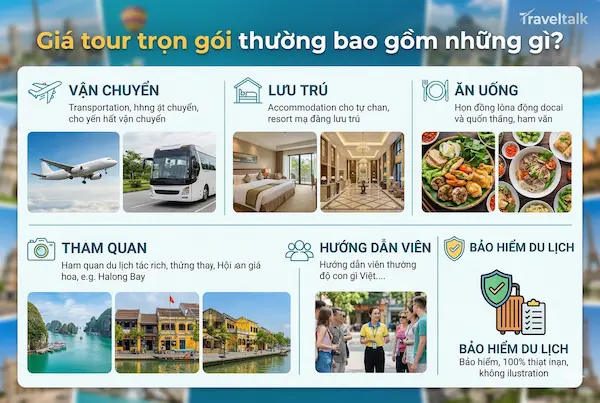 Giá tour trọn gói thường bao gồm những gì?
