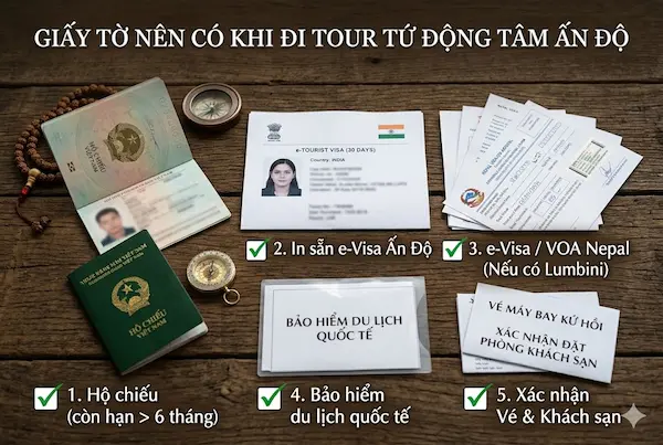 Giấy tờ nên có khi đi tour Tứ Động Tâm Ấn Độ
