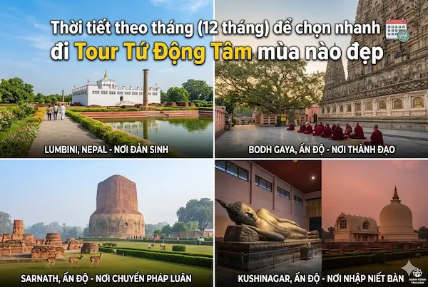 Thời tiết theo tháng (12 tháng) để chọn nhanh đi Tour Tứ Động Tâm mùa nào đẹp