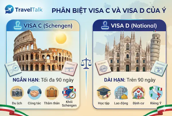 Phân biệt visa C và visa D của Ý