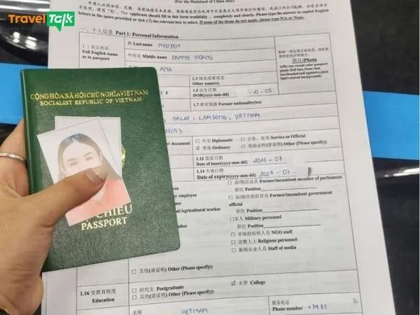 Tờ khai visa Trung Quốc online