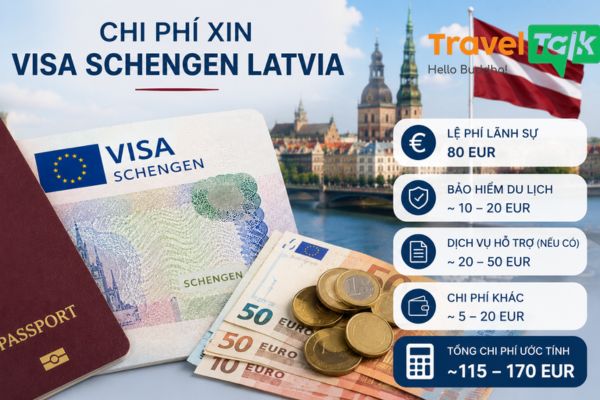 Chi phí xin visa schengen Latvia