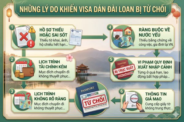 Những lý do khiến visa dán Đài Loan bị từ chối