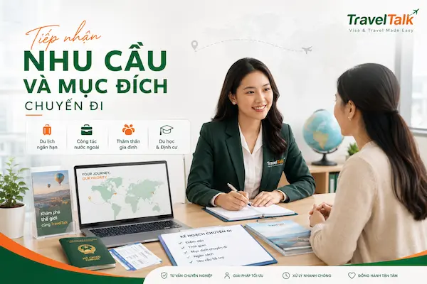 Tiếp nhận nhu cầu và mục đích chuyến đi