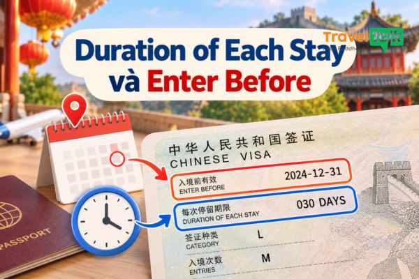 Duration of Each Stay trên visa Trung Quốc là gì? 2 Duration of Each Stay và Enter Before